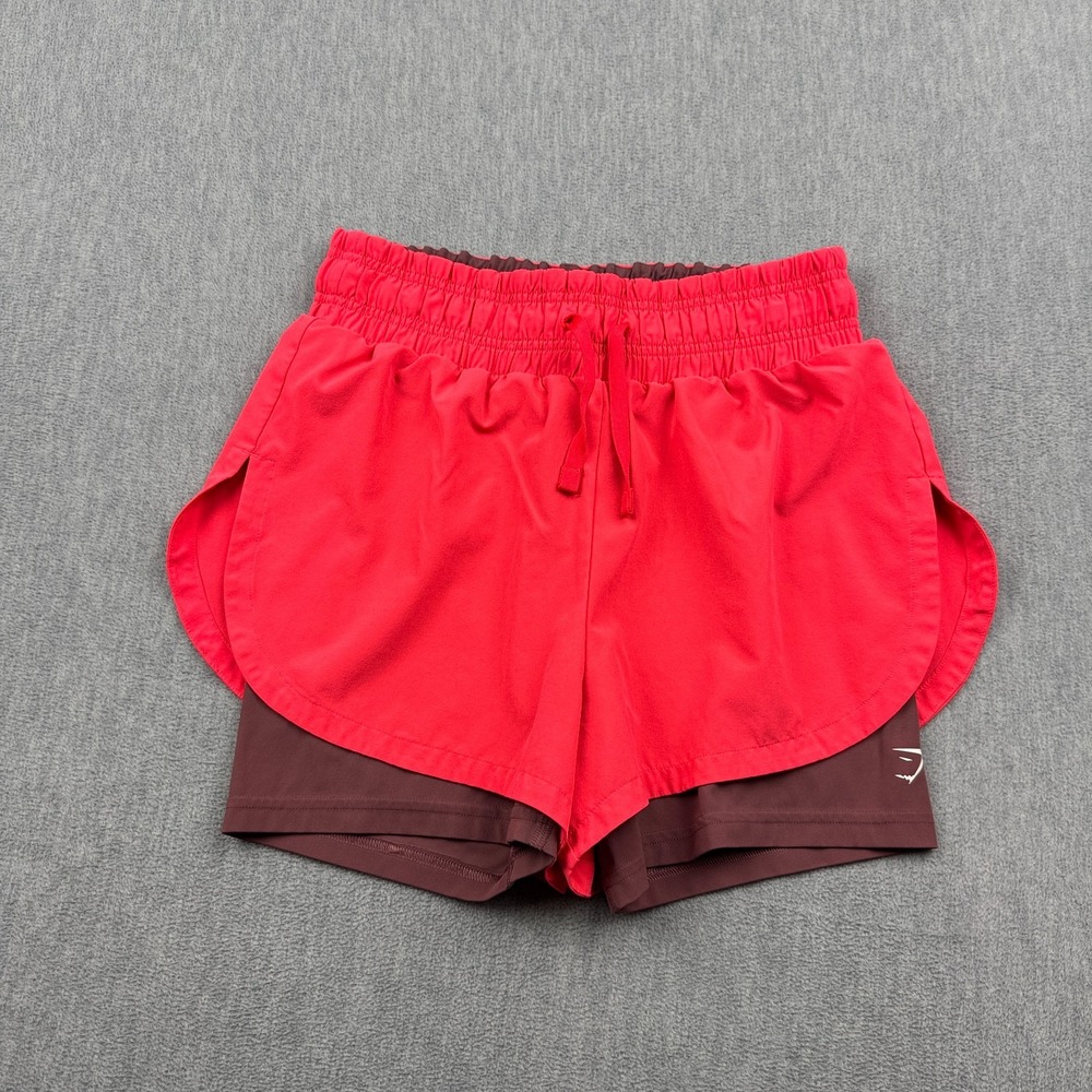Gymshark Shorts Women Small Pink Running 2 In 1 Elastic Jogging Workout Gym Yoga
